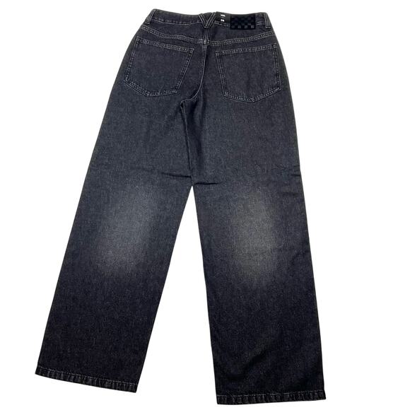 Vans Off the Wall Denim Jeans Women 26x30 Black Washed Wide Leg Baggy Loose Fit - Picture 2 of 11